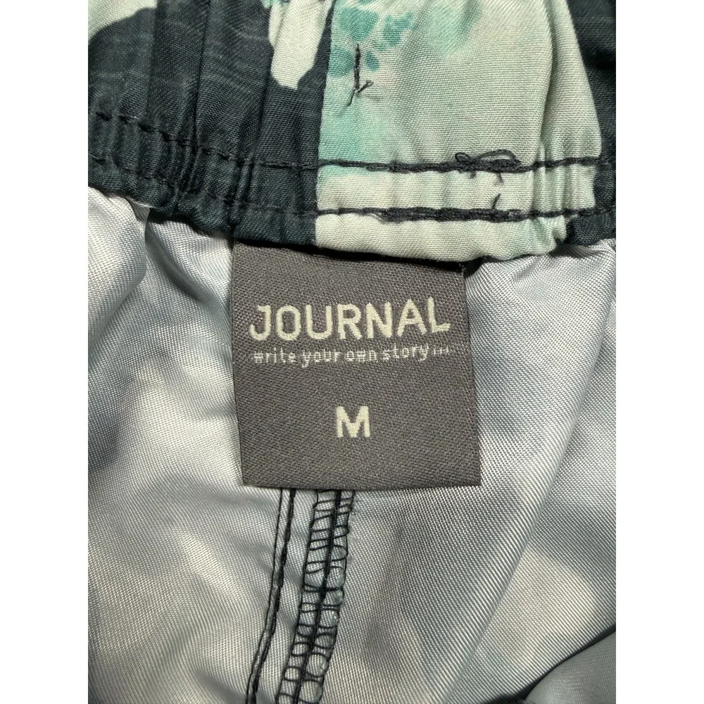 MRP Sport Swim Trunks Mens Medium Dark Gray White Floral Print Drawstring Waist